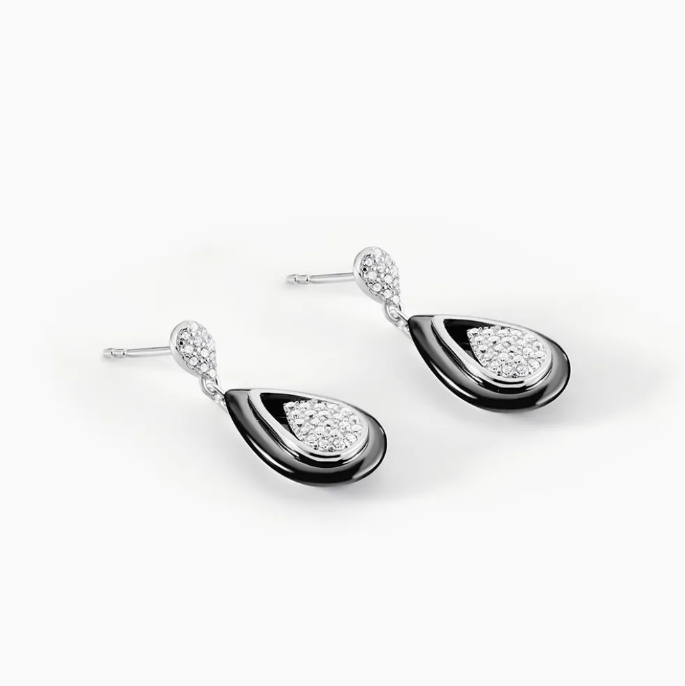 Boucles D'oreilles Pendantes Marina Cera Argent Céramique Et Oxyde
