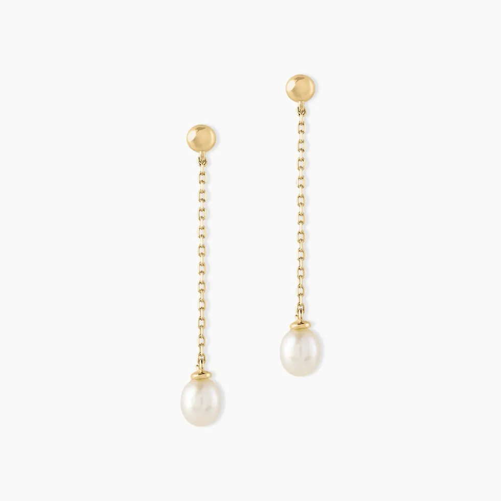 Boucles D'oreilles Pendantes Adriette Or Jaune Perle De Culture