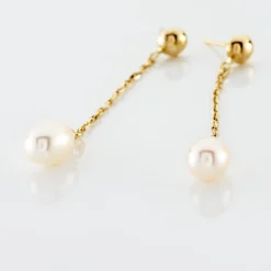 Boucles D'oreilles Pendantes Adriette Or Jaune Perle De Culture