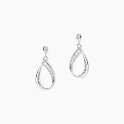Boucles D'oreilles Pendantes Maritie Argent Blanc Oxyde De Zirconium