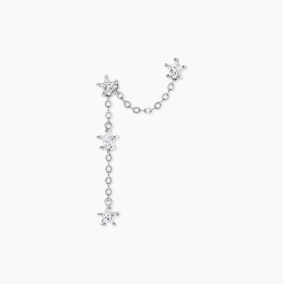 Boucles D'Oreilles Pendantes Estrella Argent Blanc Oxyde De Zirconium