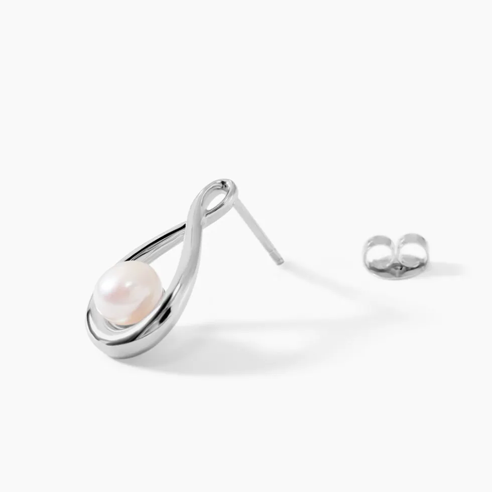 Boucles D'oreilles Pendantes Layanne Argent Blanc Perle De Culture