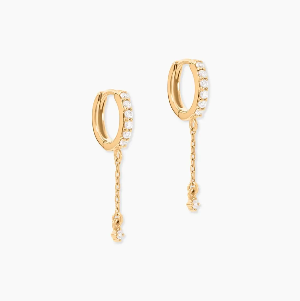 Boucles D'Oreilles Pendantes Hesta Plaqué Or Jaune Oxyde De Zirconium