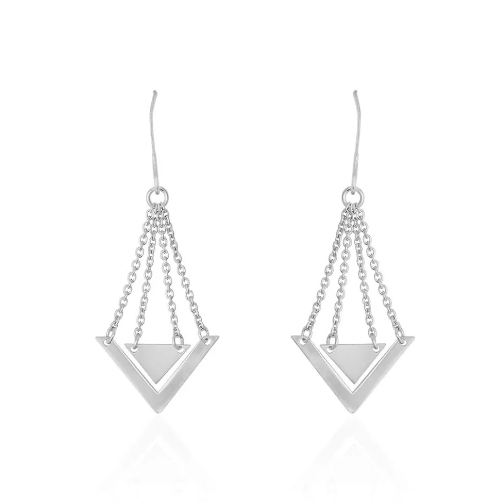 Boucles D'oreilles Pendantes Timala Argent Blanc