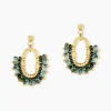 Boucles D'oreilles Pendantes Athena Acier Jaune Verre Turquoise