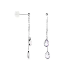 Boucles D'oreilles Pendantes Djime Or Blanc Amethyste