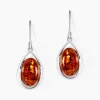 Boucles D'oreilles Pendantes Hilda Argent Blanc Ambre
