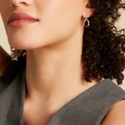 Boucles D'oreilles Pendantes Maritie Argent Rose Oxyde De Zirconium