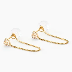 Boucles D'oreilles Pendantes Eclat D'amour Or Jaune Oxyde De Zirconium