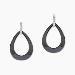 Boucles D'oreilles Pendantes Nelly Argent Blanc Céramique Et Oxyde