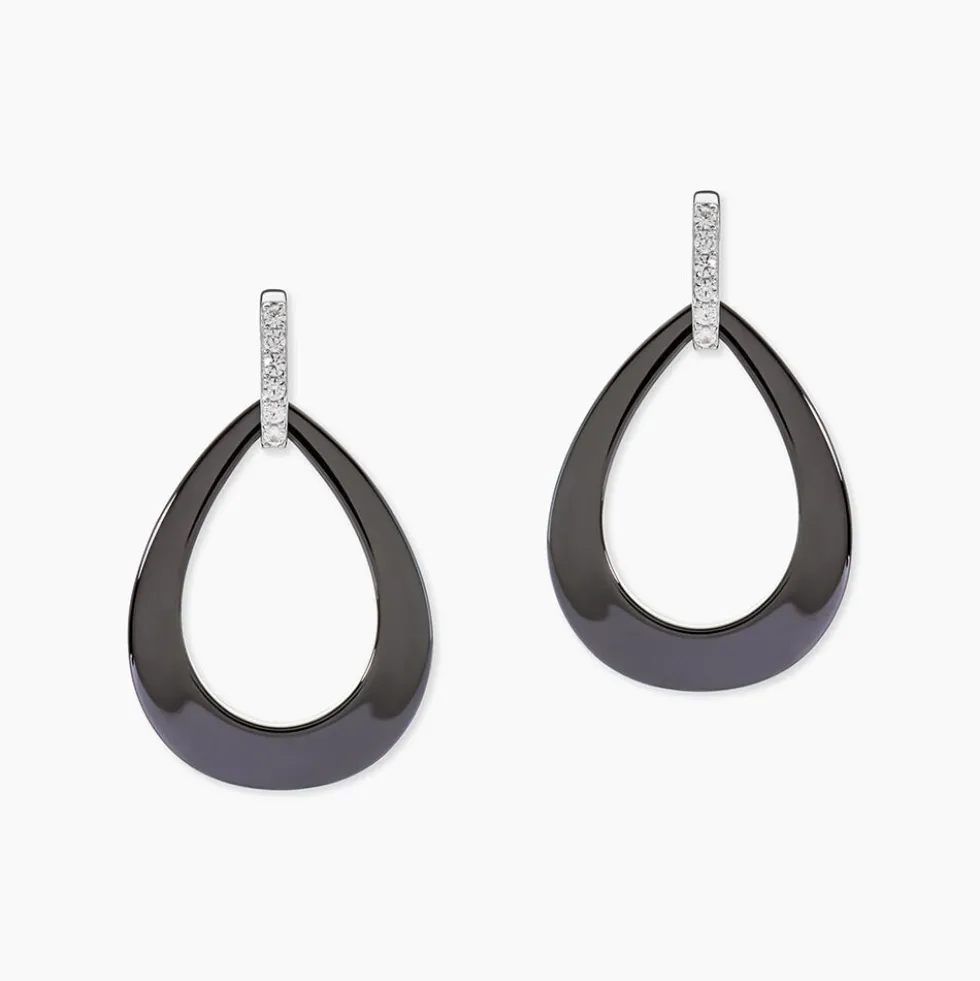 Boucles D'oreilles Pendantes Nelly Argent Blanc Céramique Et Oxyde