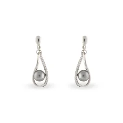 Boucles D'oreilles Pendantes Alexya Argent Perle D'imitation Et Oxyde