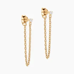 Boucles D'oreilles Pendantes Plaqué Or Lienard Oxydes De Zirconium