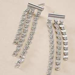 Boucles D'oreilles Pendantes Nissa Argent Blanc