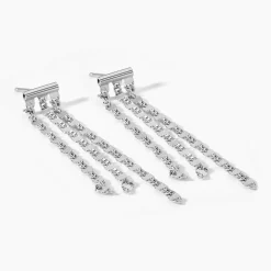 Boucles D'oreilles Pendantes Nissa Argent Blanc