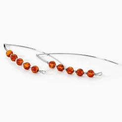 Boucles D'oreilles Pendantes Satu Argent Blanc Ambre