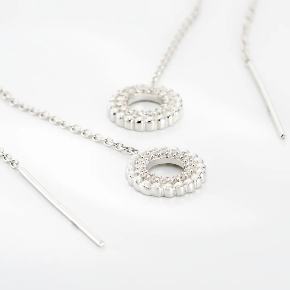Boucles D'oreilles Pendantes Florenzia Argent Blanc Oxyde De Zirconium
