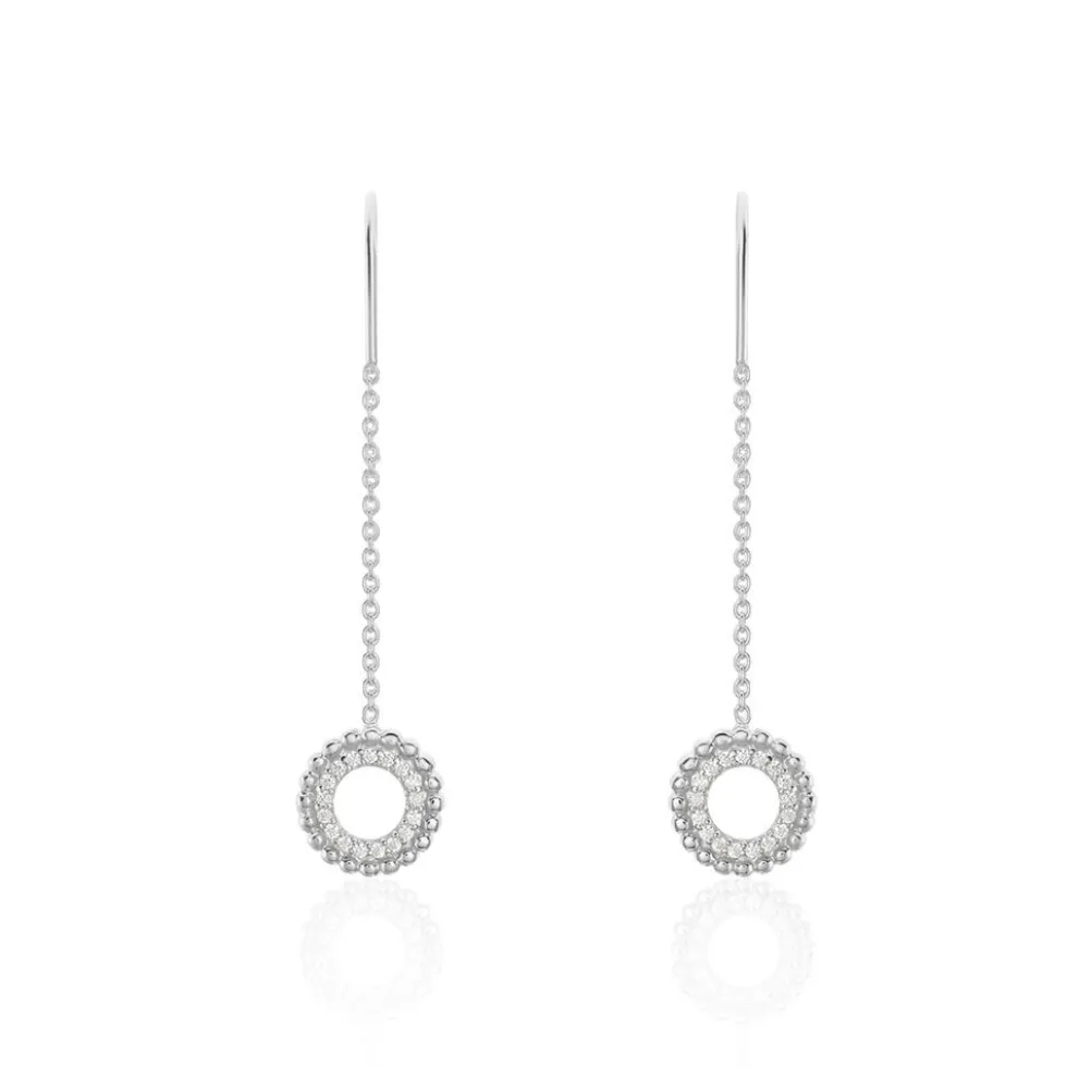 Boucles D'oreilles Pendantes Florenzia Argent Blanc Oxyde De Zirconium