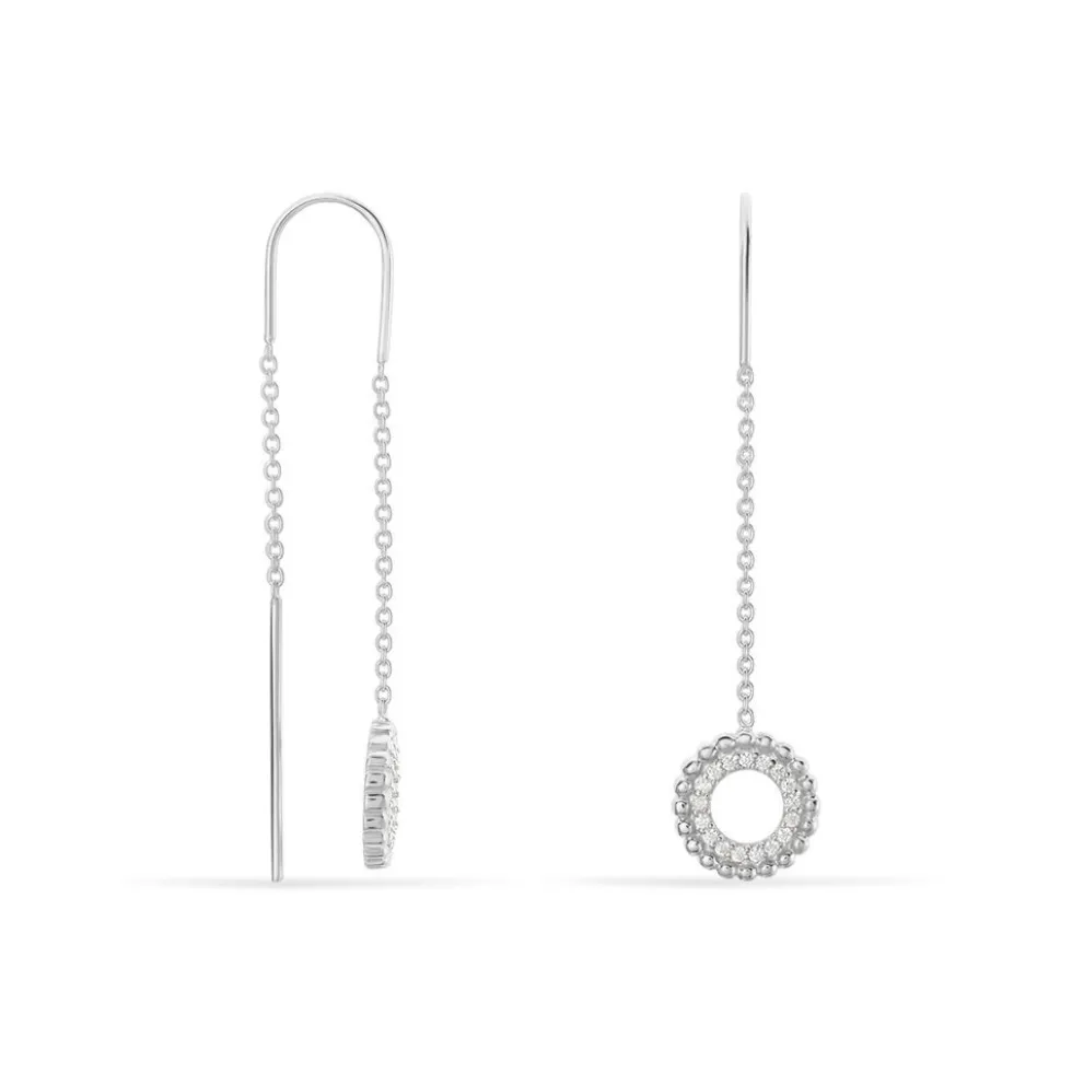 Boucles D'oreilles Pendantes Florenzia Argent Blanc Oxyde De Zirconium
