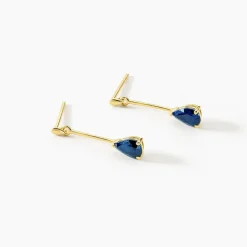 Boucles D'oreilles Pendantes Pluie D'Eclat Or Jaune Saphir