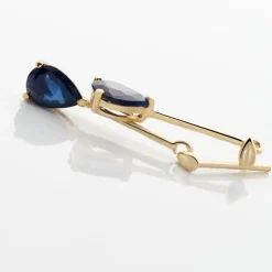 Boucles D'oreilles Pendantes Pluie D'Eclat Or Jaune Saphir