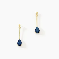 Boucles D'oreilles Pendantes Pluie D'Eclat Or Jaune Saphir