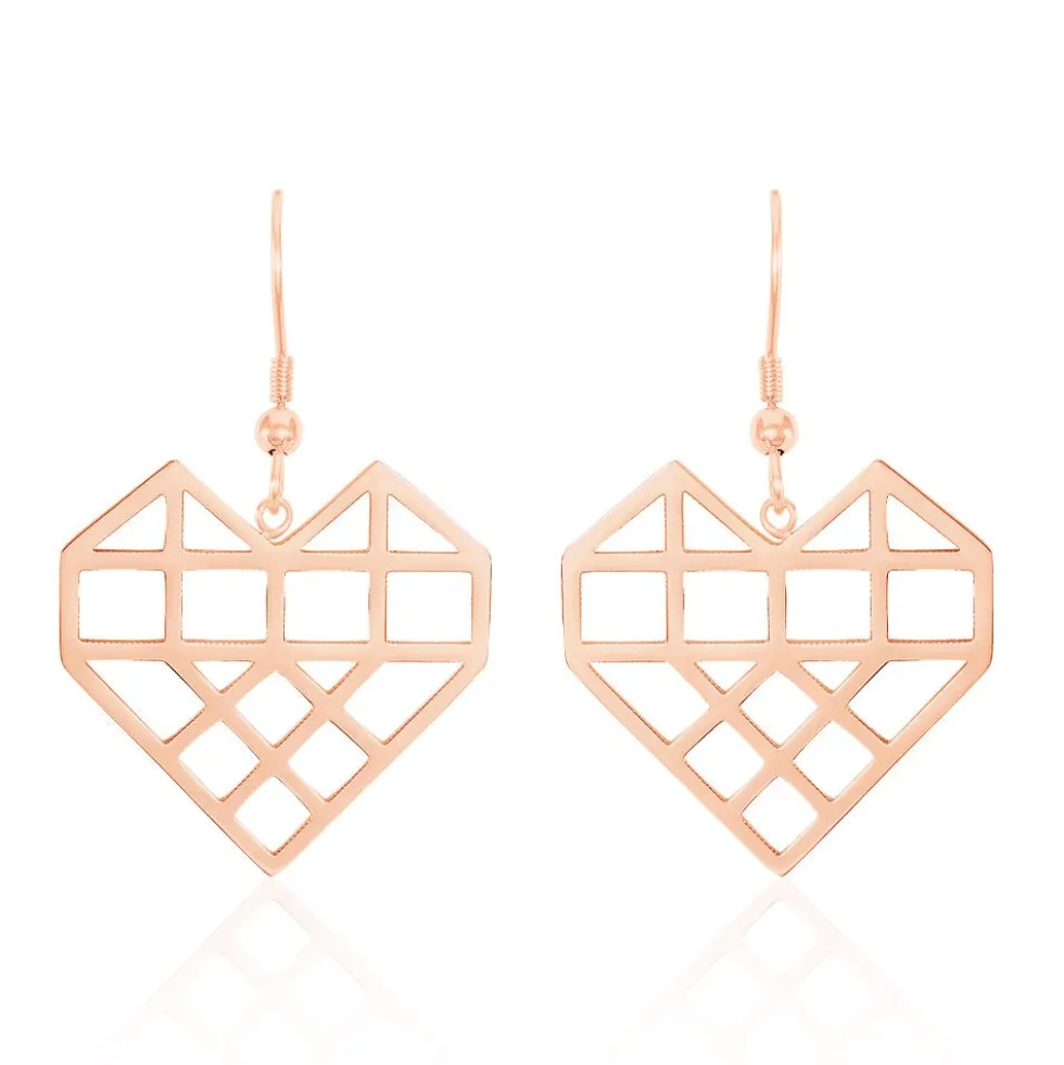 Boucles D'oreilles Pendantes Angeles Acier Rose