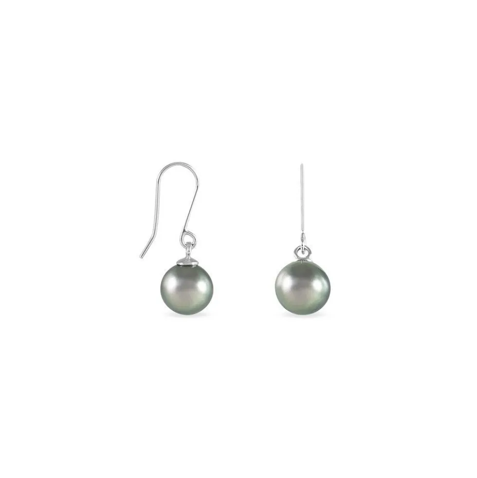 Boucles D'oreilles Pendantes Elitivae Or Blanc Perle De Tahiti