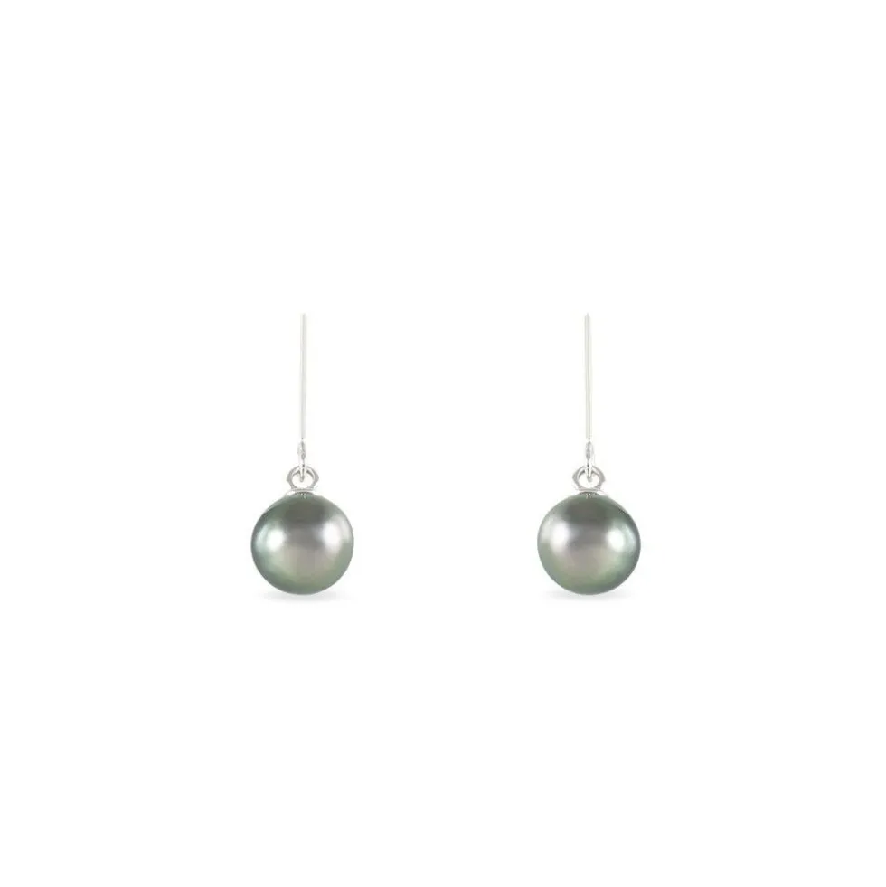 Boucles D'oreilles Pendantes Elitivae Or Blanc Perle De Tahiti