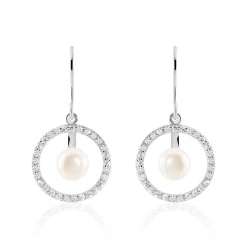 Boucles D'oreilles Pendantes Ellea Argent Perle De Culture Et Oxyde