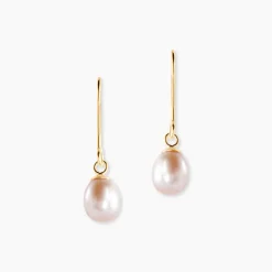 Boucles D'oreilles Pendantes Baroque Or Jaune Perles De Culture