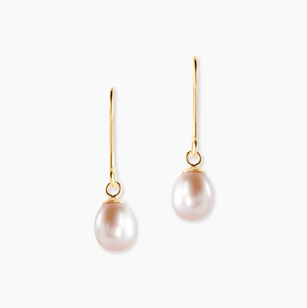 Boucles D'oreilles Pendantes Baroque Or Jaune Perles De Culture