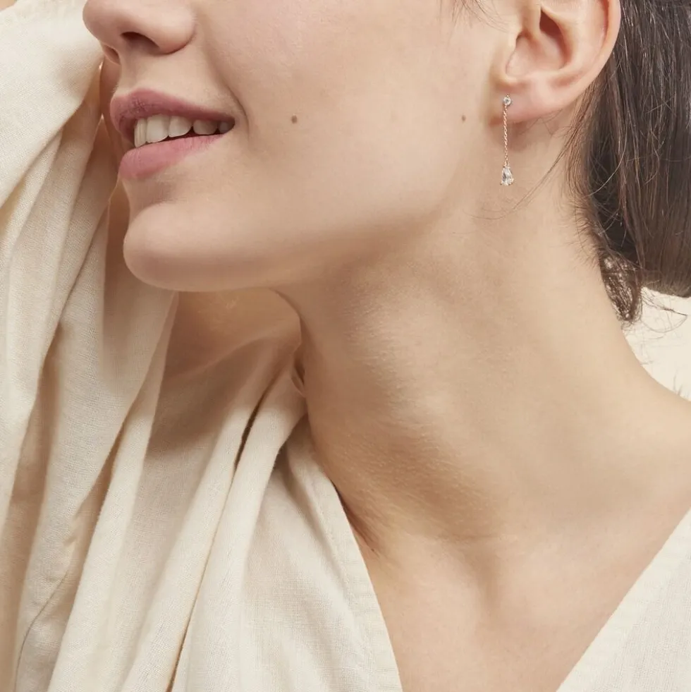 Boucles D'oreilles Pendantes Regane Or Jaune Oxyde De Zirconium