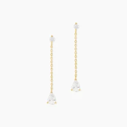 Boucles D'oreilles Pendantes Regane Or Jaune Oxyde De Zirconium