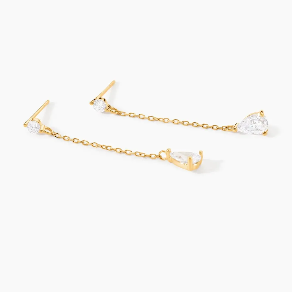 Boucles D'oreilles Pendantes Regane Or Jaune Oxyde De Zirconium