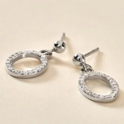 Boucles D'oreilles Pendantes Kimber Argent Blanc Oxyde De Zirconium