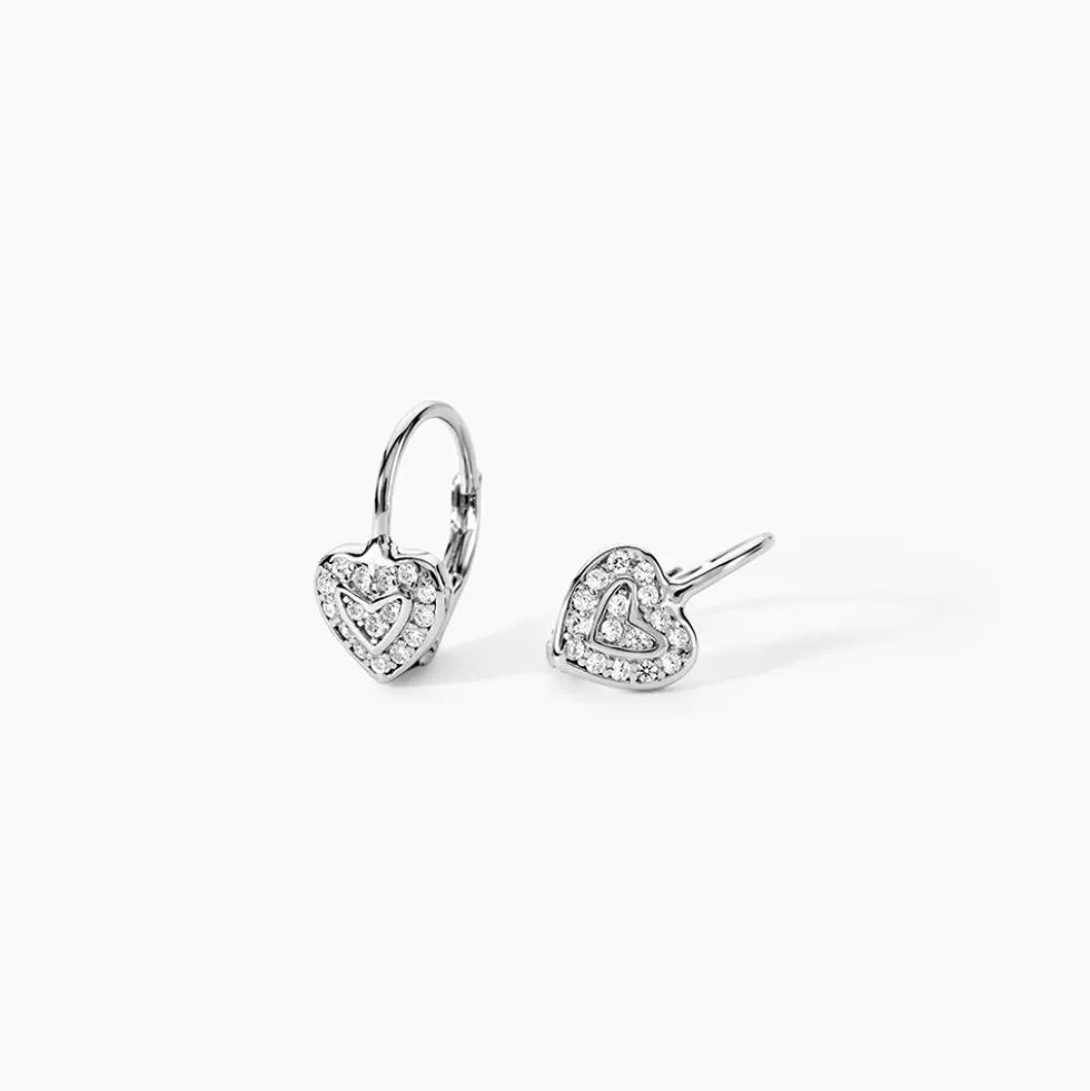 Boucles D'oreilles Pendantes Maximin Argent Blanc Oxyde De Zirconium
