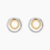 Boucles D'oreilles Pendantes Berangere Double Cercles Or Bicolore