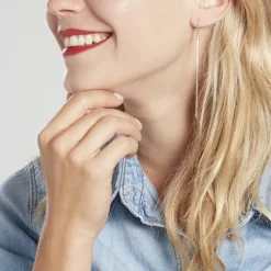 Boucles D'oreilles Pendantes Yaka Argent Blanc