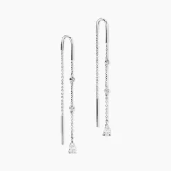 Boucles D'oreilles Pendantes Mascaret Argent Blanc Oxyde De Zirconium