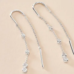 Boucles D'oreilles Pendantes Mascaret Argent Blanc Oxyde De Zirconium
