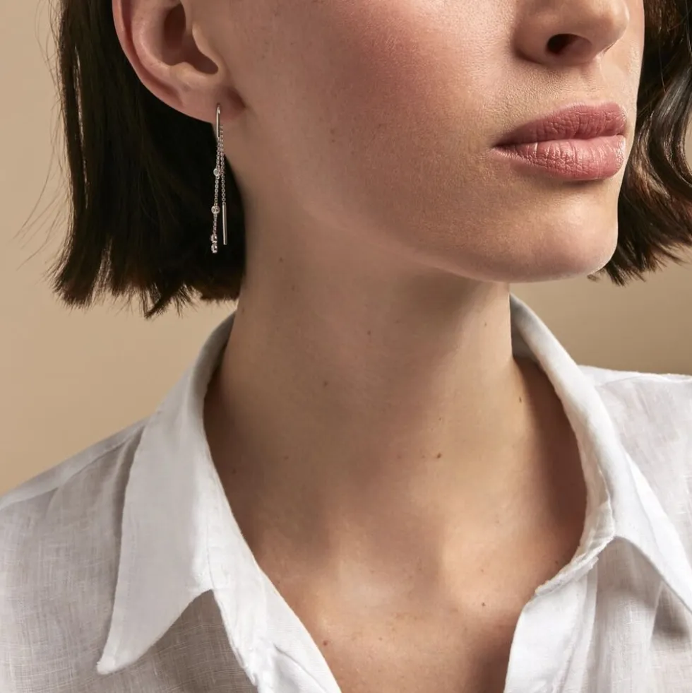 Boucles D'oreilles Pendantes Mascaret Argent Blanc Oxyde De Zirconium