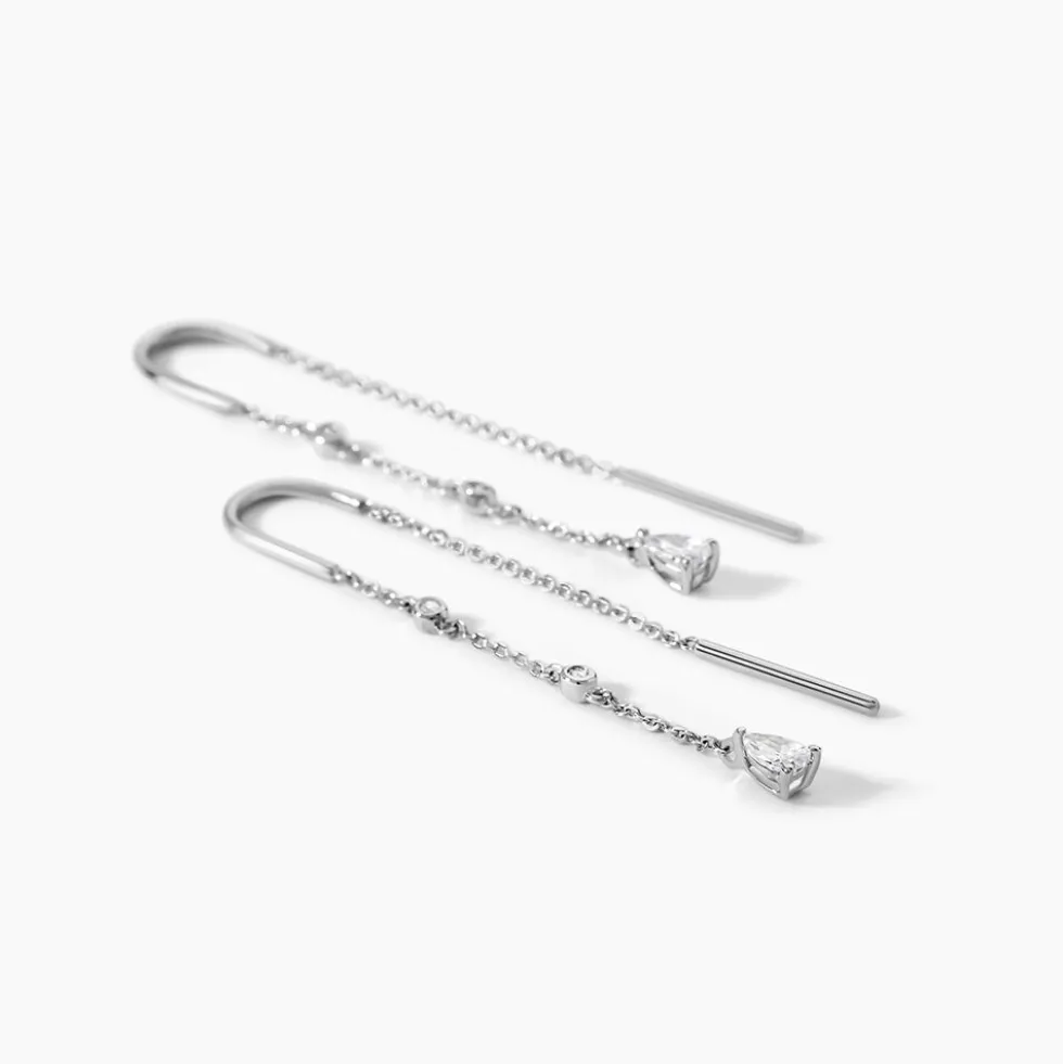 Boucles D'oreilles Pendantes Mascaret Argent Blanc Oxyde De Zirconium