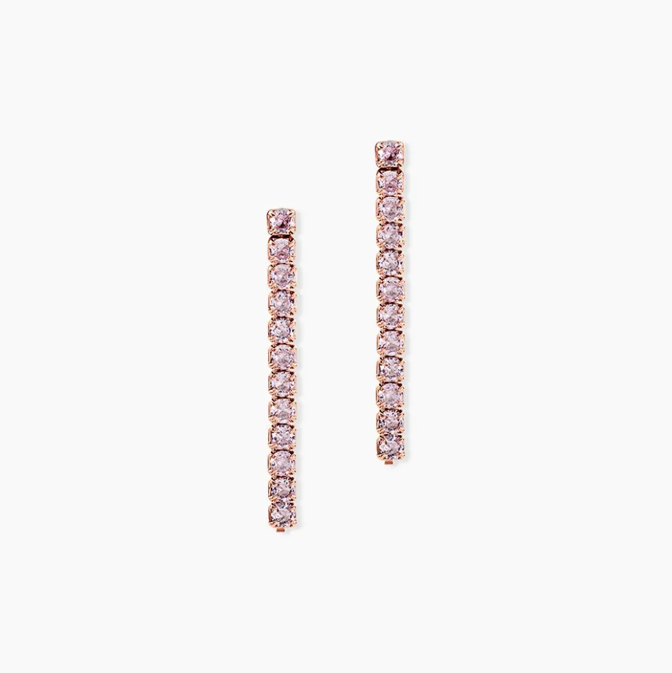 Boucles D'Oreilles Pendantes Lexane Argent Rose Oxyde De Zirconium
