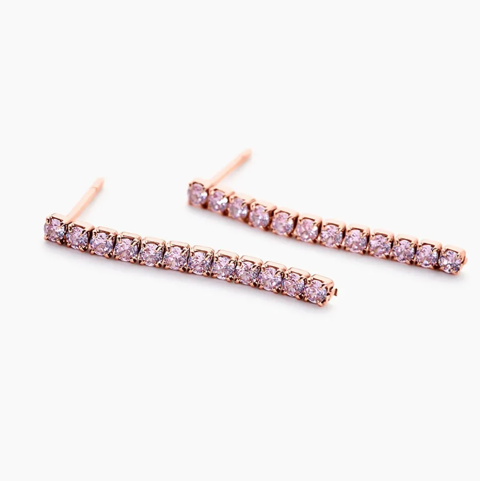 Boucles D'Oreilles Pendantes Lexane Argent Rose Oxyde De Zirconium