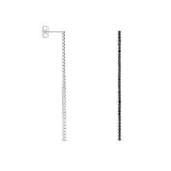 Boucles D'oreilles Pendantes Lou-anne Argent Blanc Oxyde Noir