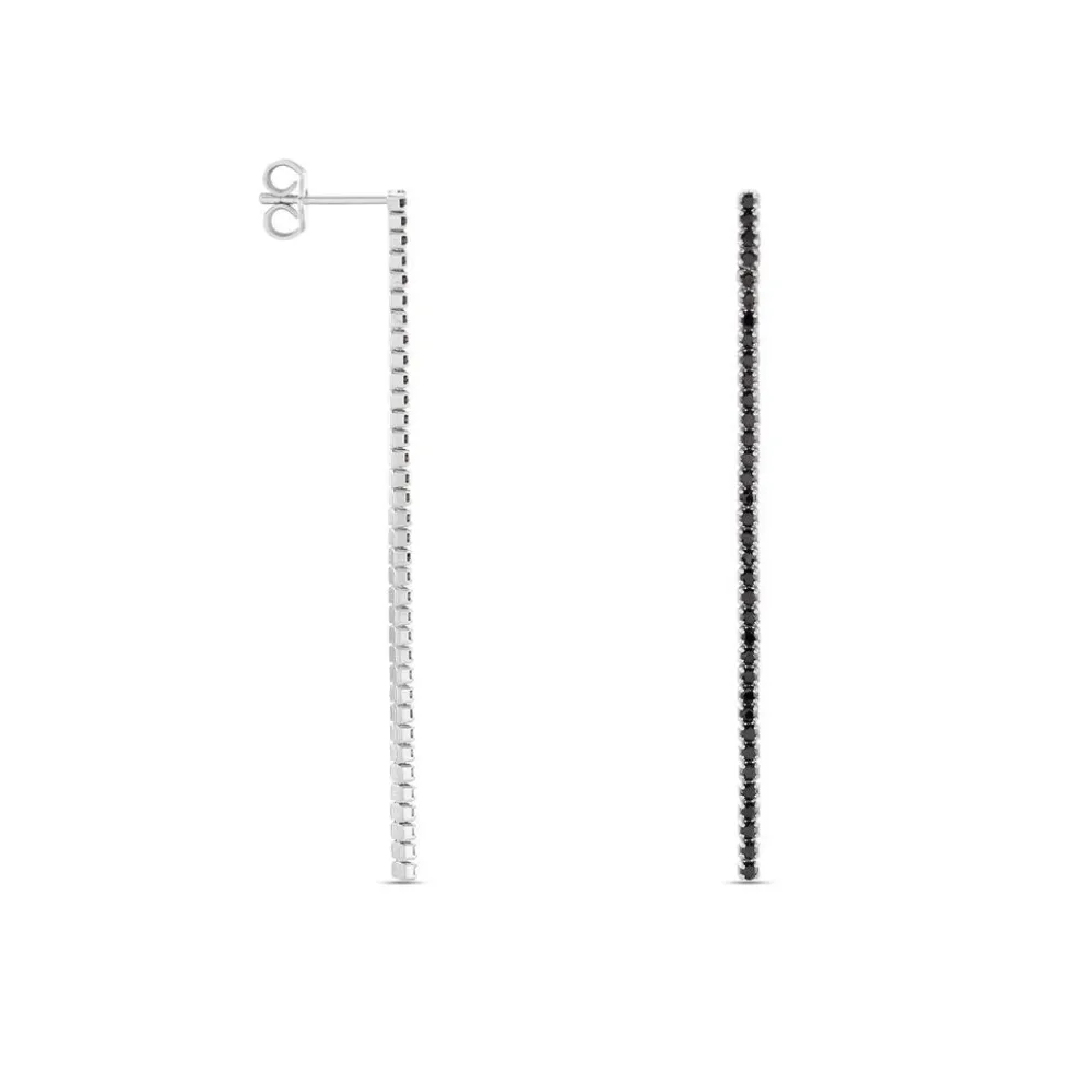 Boucles D'oreilles Pendantes Lou-anne Argent Blanc Oxyde Noir