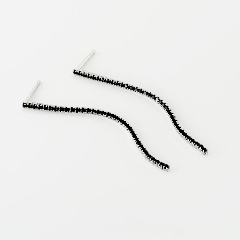 Boucles D'oreilles Pendantes Lou-anne Argent Blanc Oxyde Noir
