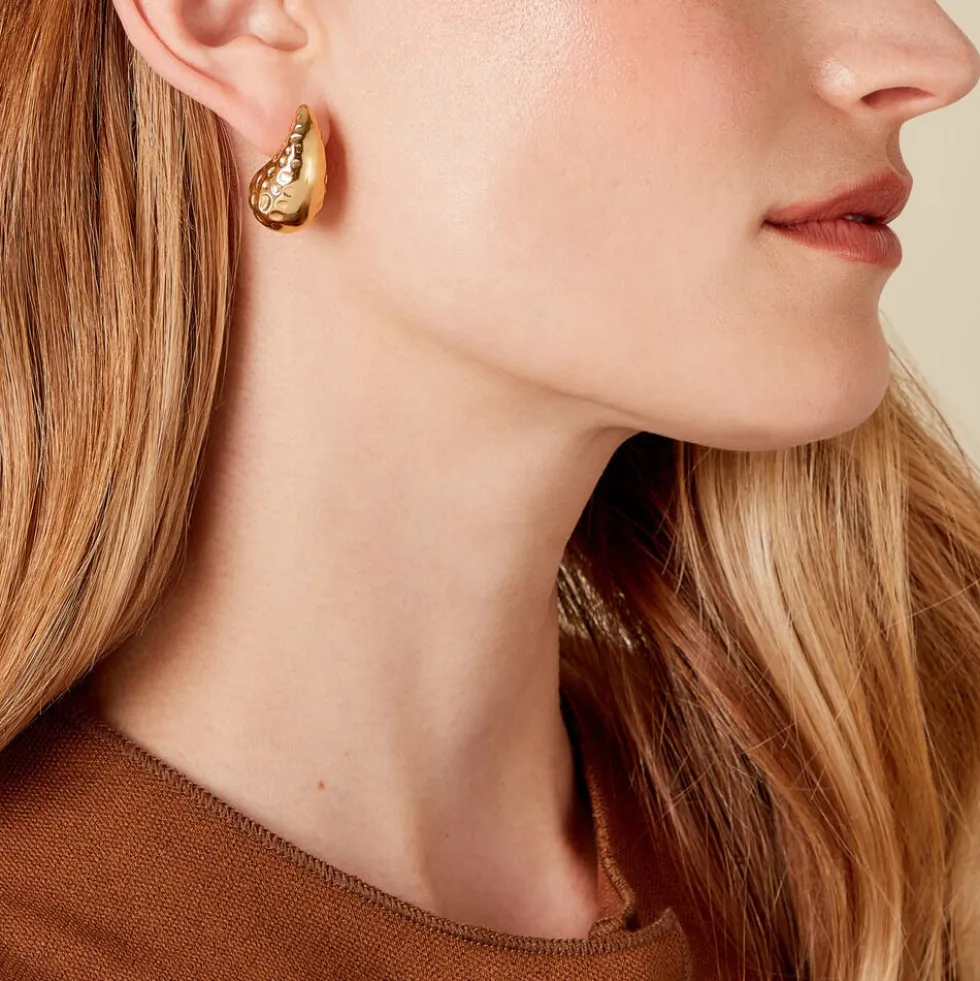 Boucles D'oreilles Pendantes Iliane Acier Doré
