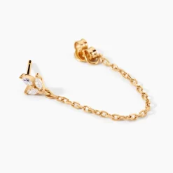 Boucles D'oreilles Pendantes Erma Plaqué Or Doré Oxyde De Zirconium